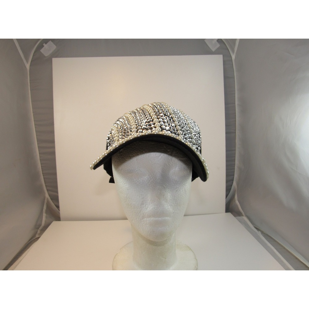 Lacey Hat Women's Adjustable Black Pearl Rhinestone Embellished Cap